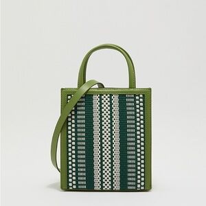 Charles & Keith Woven Green Double Handle Tote Bag